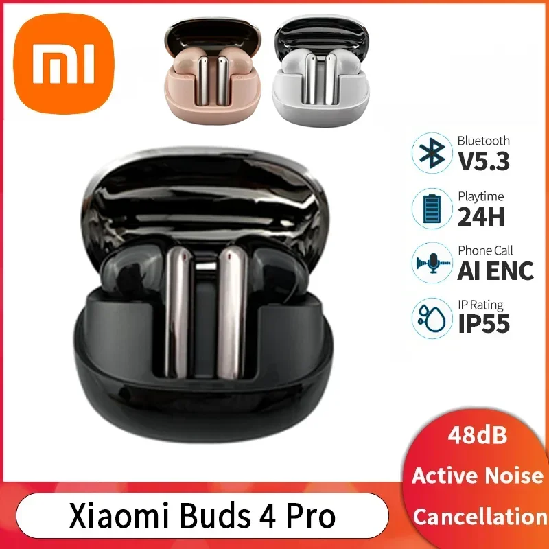 Xiaomi Buds 4 Pro TWS Earphone Bluetooth Wireless Headphones 48dB Active Noise Cancelling Headsets Hi-Fi Earbuds With Microphone