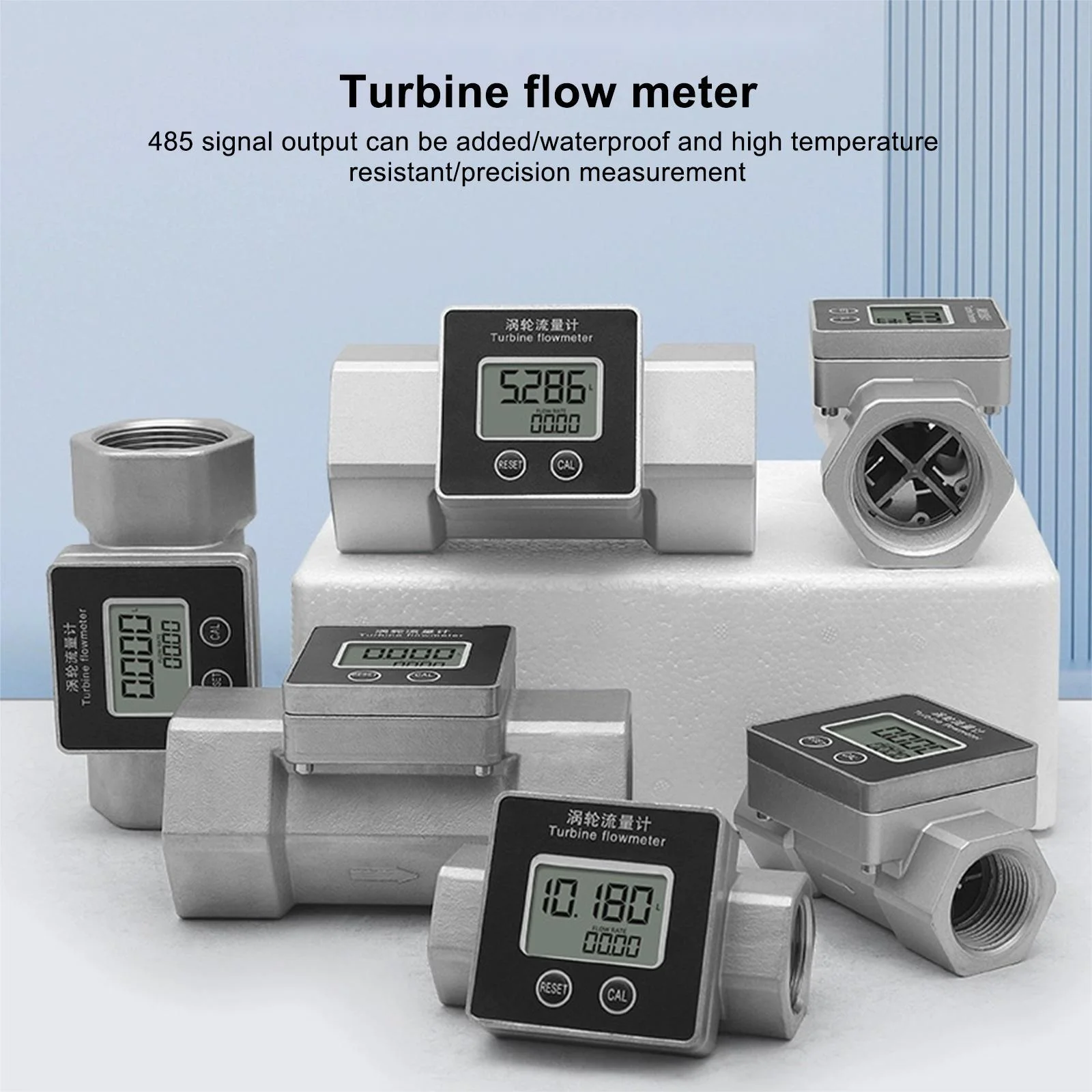Digital Turbine Flow Meter LCD Display High-Precision Water Flowmeter Diesels Gasoline Methanol Liquids Electronic Flowmeter
