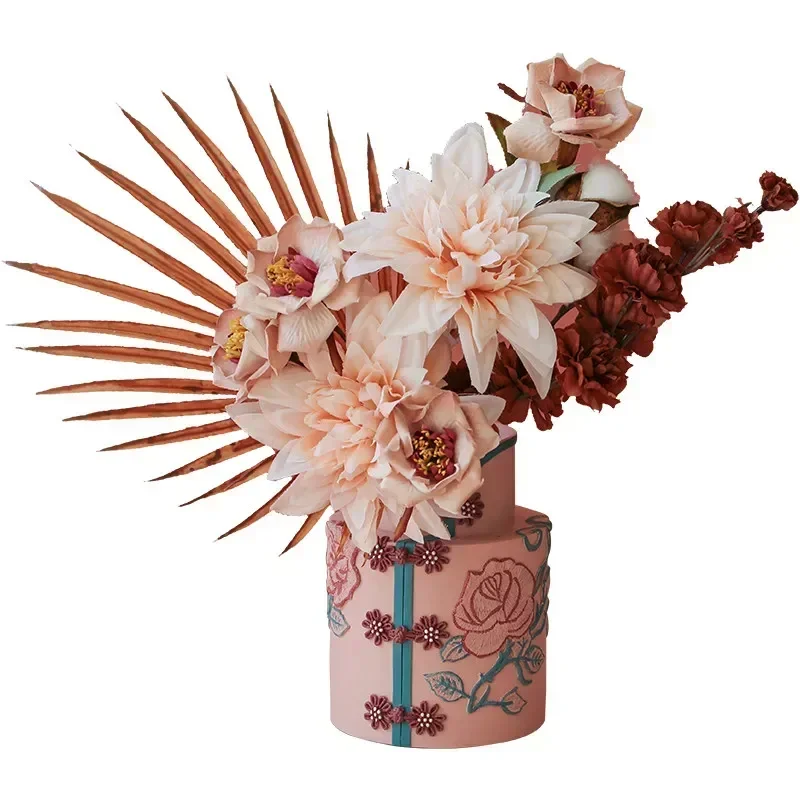 Chinese Creative Cheongsam Resin Vase Artificial Flower Pot Home room Accessories Crafts Restaurant Table Statue Ornaments Decor