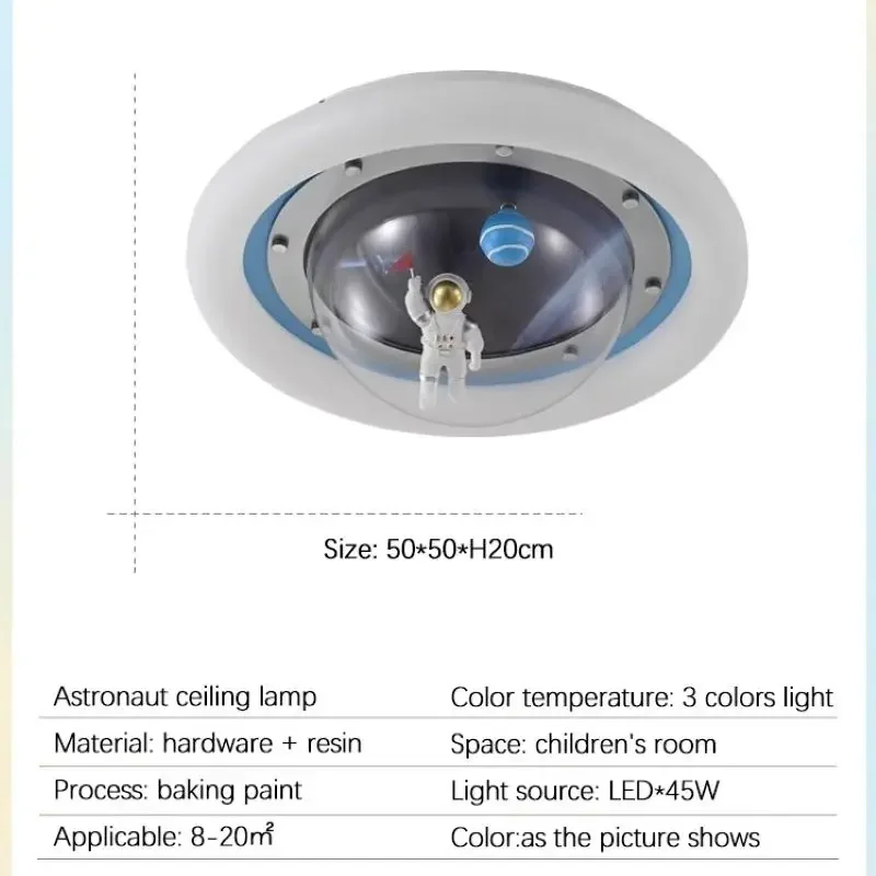 SANDYHA LED كارتون رائد الفضاء ضوء السقف للأطفال حماية العين ديكور غرفة الحضانة الأولاد غرفة نوم دراسة الإضاءة #6
