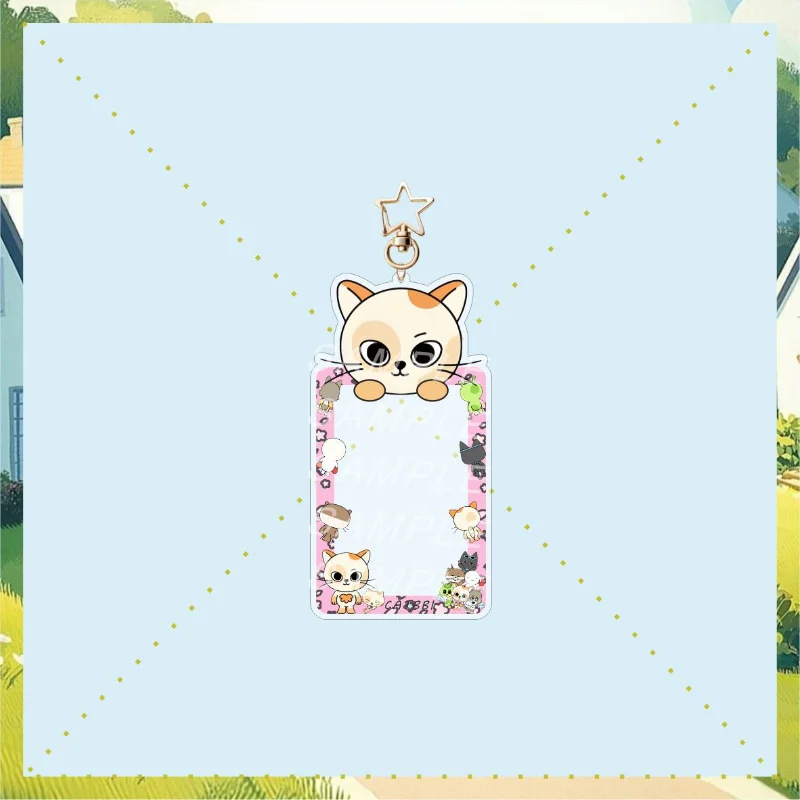 Kpop BOYNEXTDOOR Cartoon Card Insertion Frame Keychain SUNGHO RIWOO JAEHYUN TAESAN LEEHAN Card Storage Pendant Accessories Gift