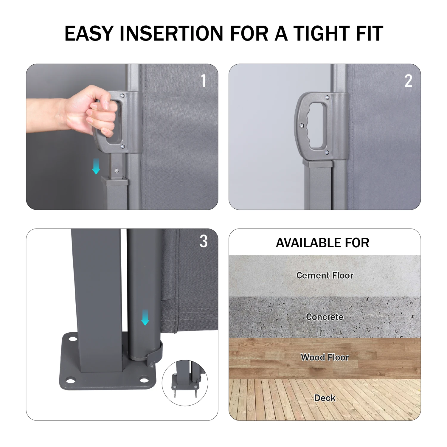 Retractable Side Screen Awning, UV Resistant, Waterproof Patio Privacy Screen (Dark Grey) 118.1" x 62.99"