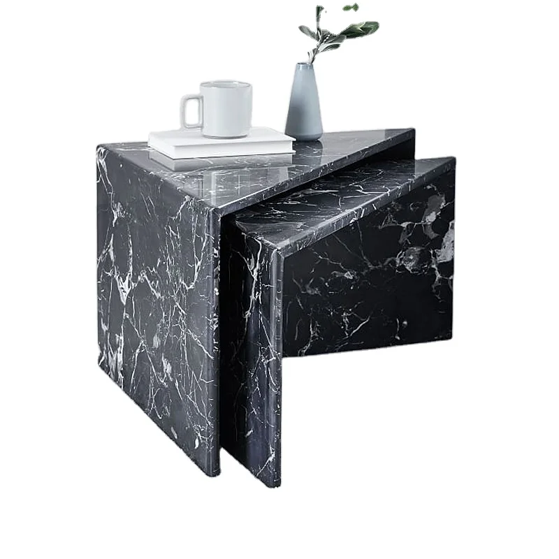 Marble stone cafe sofa side table black coffee marble coffee table