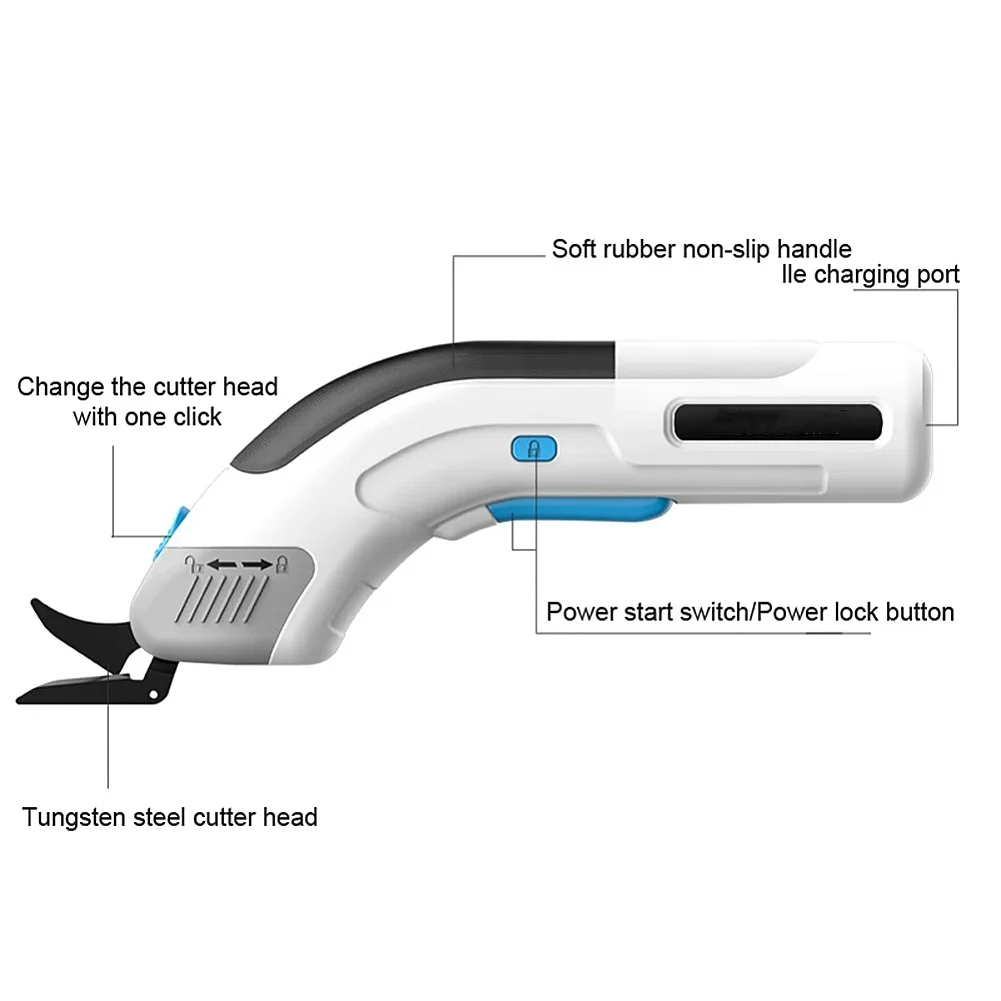 Imagem -04 - Tesoura Elétrica para Máquina de Corte de Pano Carregamento de Lítio Costura de Couro Tesoura de Alfaiate Lâmina de Aço de Tungstênio Ferramenta de Mão Portátil