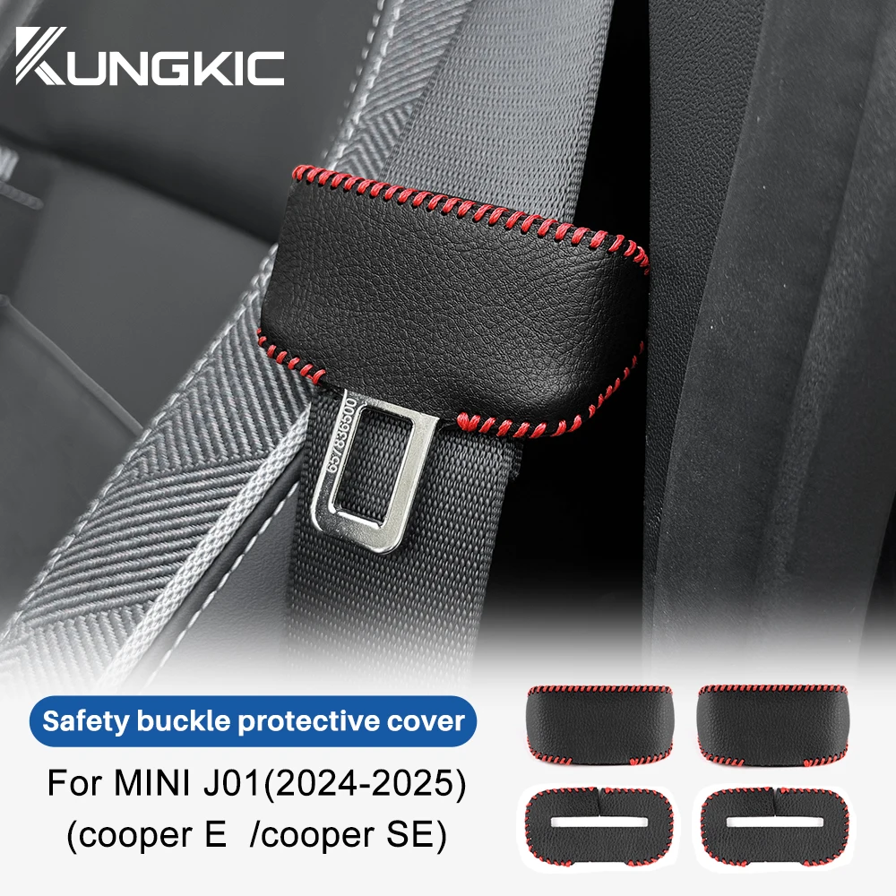 4pcs/set Seat Belt Buckle Protective Cover for Mini Cooper Electric EV J01 E SE 2024 2025 Interior Modified Safety Car Styling