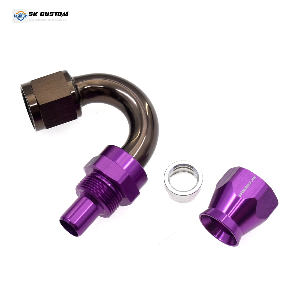 SK مخصص PTFE خرطوم نهاية واجهة أنابيب النفط AN10 مستقيم 0 ° /45 ° /90 ° /120 ° /150 ° /180 درجة PTFE خط الوقود خرطوم نهاية المناسب محول