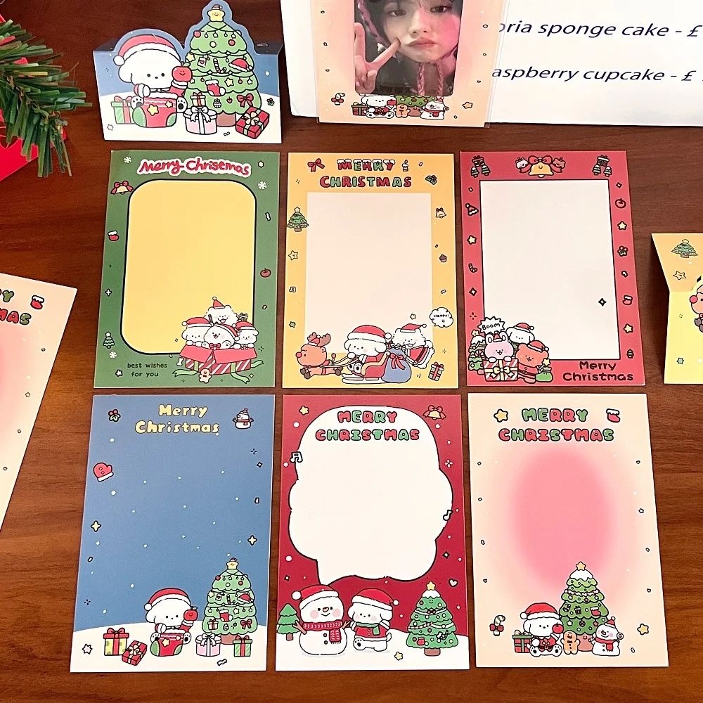 20 Sets Christmas Card Head Back Card Packaging Bottom Card Cute Cartoon Packaging Small Cardboard Mailing Card Greeting Card