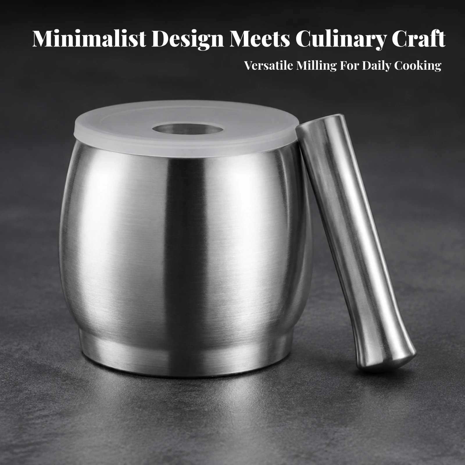 Stainless Steel Mortar and Pestle Food Grade Mortar and Pestle Set with Lid Manual Herb Grinder Odor-Resistant Grinding Bowl view 6