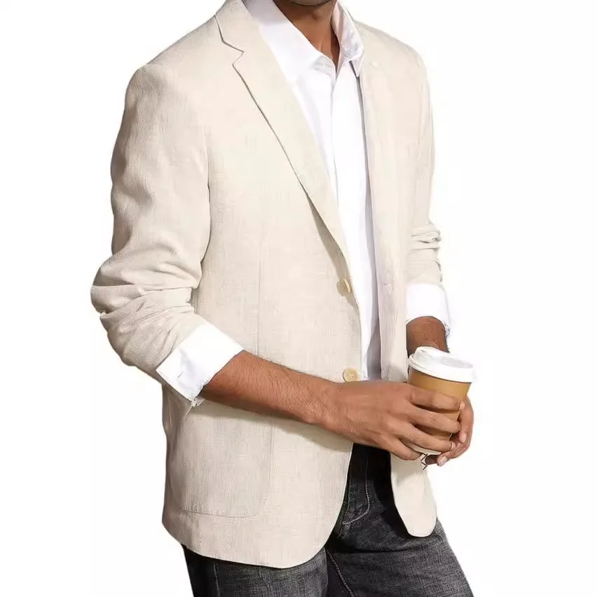 

2026 Men's Spring Summer Coat Jackets Outerwear Business Casual Printed Double-breasted Blazer British Style Suit Jacket