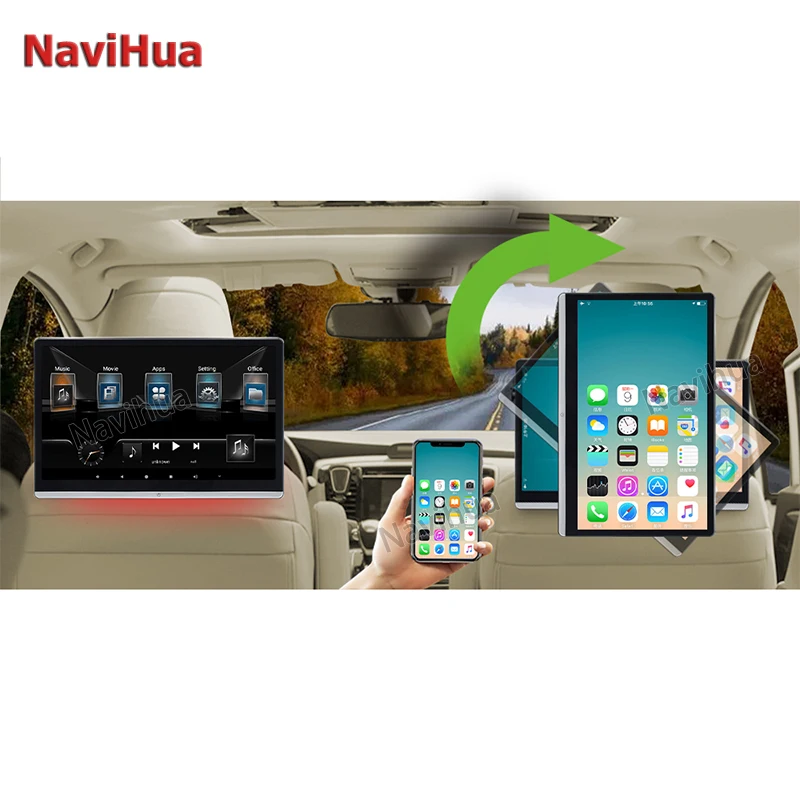 

Navihua Android Back Rear Seat Entertainment LCD Headrests Screen Car Seat Headrest Hook Headrest Monitor Universal Car Radio