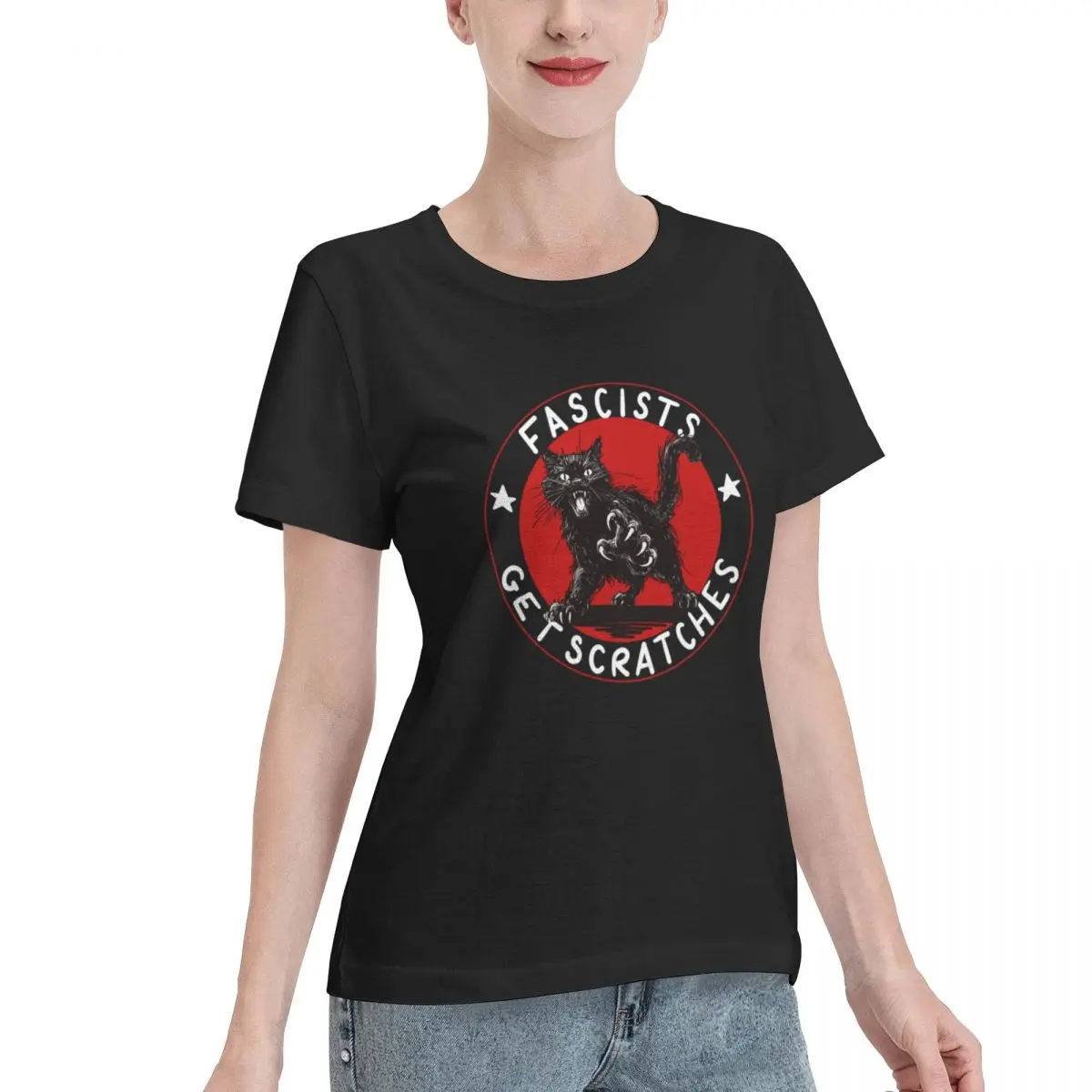 Cozy Loungewear Cats Against Fascists Women's T-shirt Shopping Ladies Tee