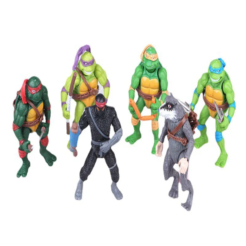 6pcs/set Classic Teenage Mutant Ninja Turtles Cute Splinter Raphael Mikey Leonardo Da Vinci Donatello Oroku Saki Handmade Model