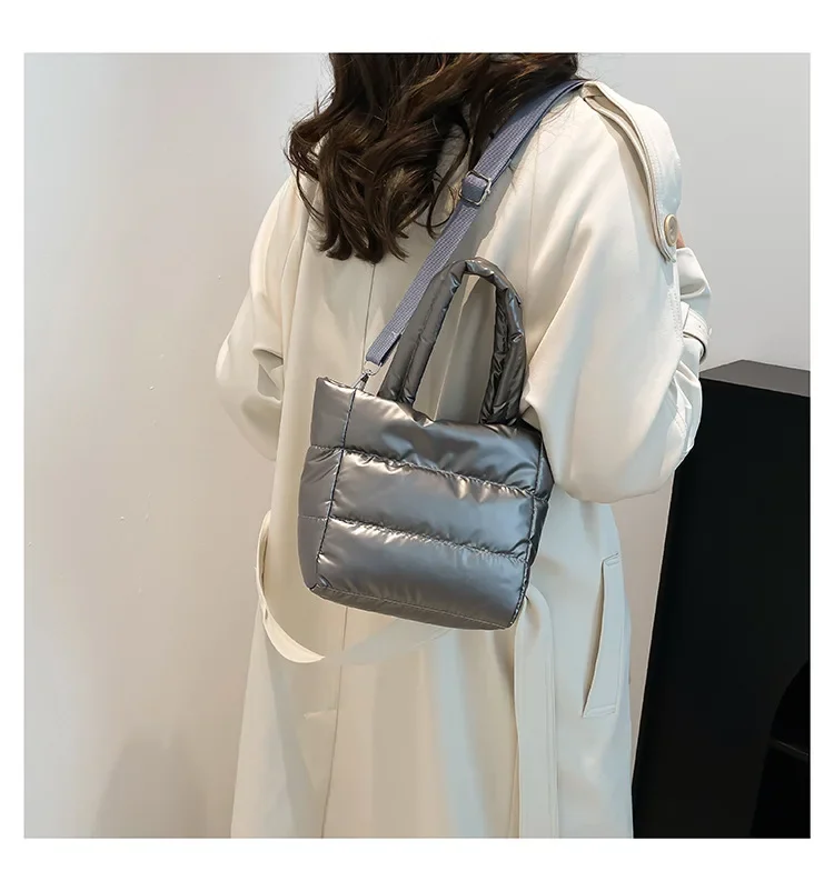 Frauen Taschen Frau Puffy Leichte Handtasche Große Kapazität Gesteppte Schulter Tasche Verstellbaren Riemen Puffer Tote Handtasche Einkaufstasche – Detail 4