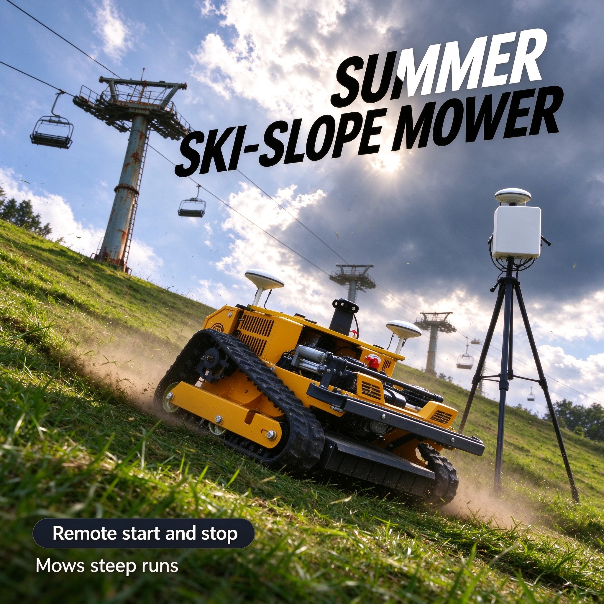 Customized Electric Remote Crawler Tracked Lawn Mower, RC Brush Cutter Robot, Low Noise Battery Mower