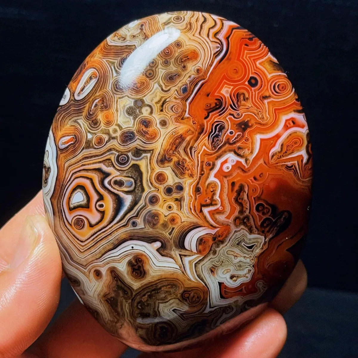 4PC Mountain Gem Banded Agate Palm Stone, Polished Tumbled, Smooth Texture, Rock Collection, Natural Stone, Crystal Collection