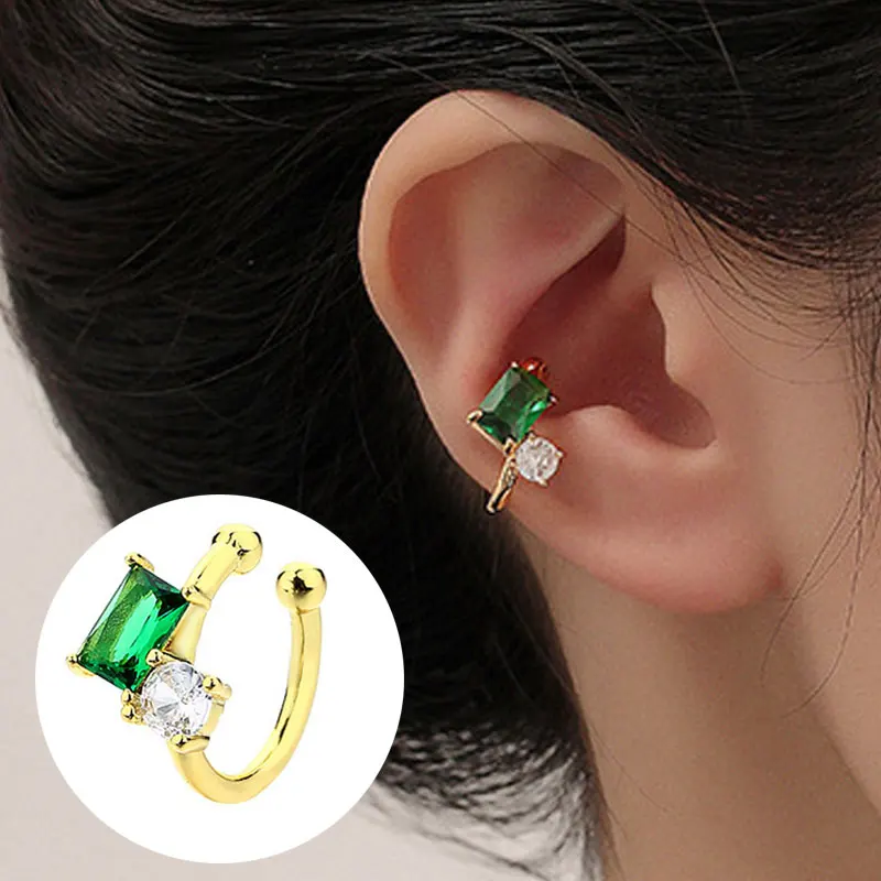 1Pcs Ear Cuff Helix Bone Climber Green Climbing Clip Non Pierced Clip-on Earrings Wrap No Piercing Fake Cartilage Non Pierced