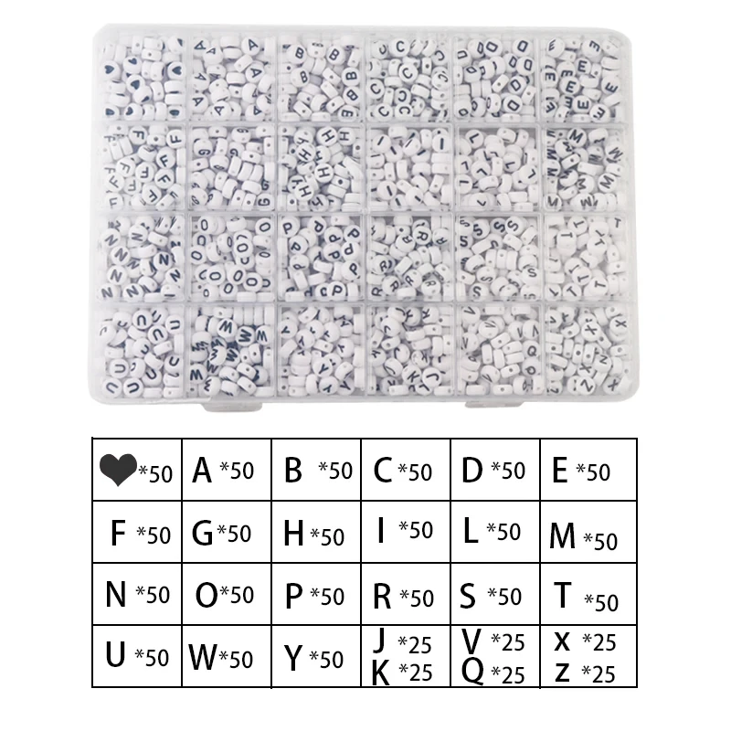 pcs/Box Acrylic English Alphabet Letter Beads Kits with Stretch Cords for Name Bracelet Jewelry Making Acrylic Beads Box #3