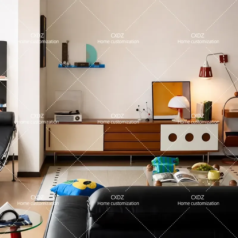 Nordic Solid Wood TV Cabinet Modern Simple Storage Locker for Small Apartment Living Room Medieval Style Media Console