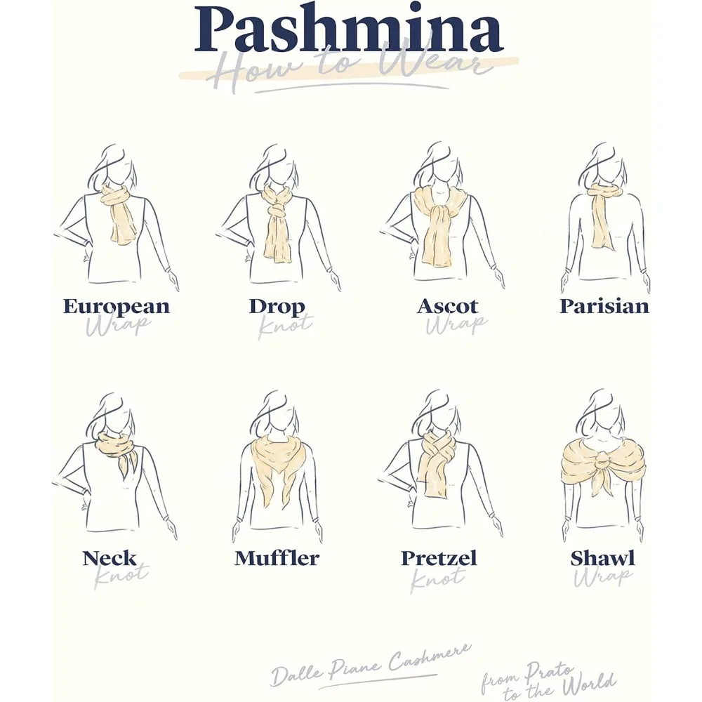 高級100％カシミヤパシュミナショール - イタリア製 - レディースファッション - フリーサイズ - 柔らかく暖かいカシミヤラップ