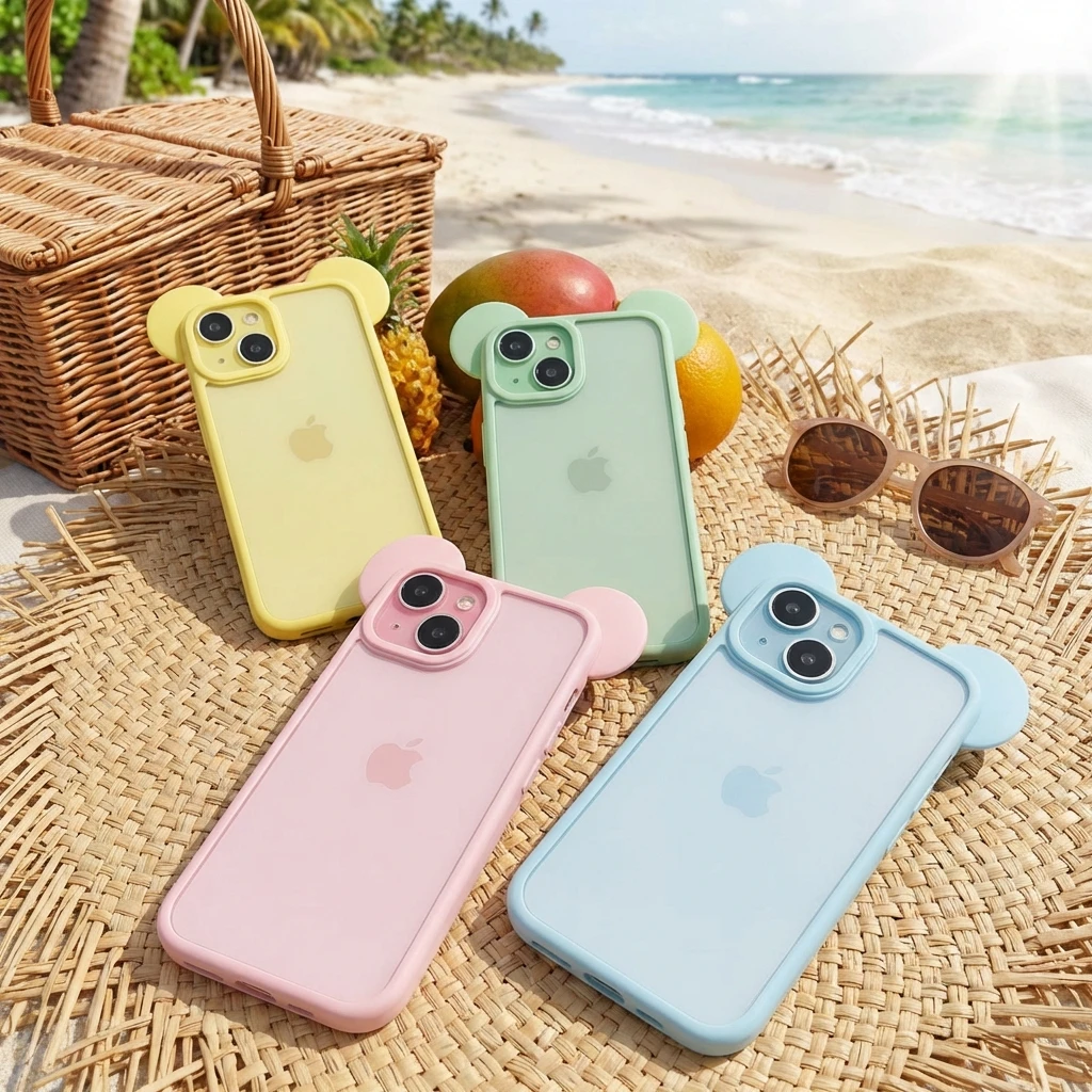 

Чехол для телефона с ушками Микки Мауса, совместимый с iPhone 17 Pro Max, 16 Pro, New 14 Plus, 13, 12, 11 – популярные модные аксессуары для девочек