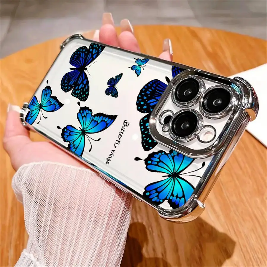 Phone Cover Case for Apple iPhone 17 Pro Max 12 Plus 11 15 14 16e 13 16 Pro Air Blue Butterfly view 3