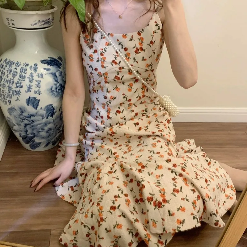 فستان كامي نسائي مزين بالزهور مناسب للترفيه على الطراز الكوري ميدي على شكل حرف a مزاجه سروال قصير لطيف حلو بسيط مكتب السيدات العصرية #2
