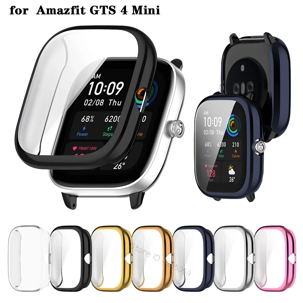 Capa protetora tpu para huami amazfit gts 4 mini protetor de tela de cobertura completa para amazfit gts4 mini relógio inteligente escudo