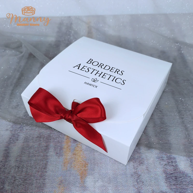 10x Paper Gift Boxes Commodity Packaging Box Customize Logo With Ribbon,Shopping Promotion Box For Wedding Gifts Wrapping