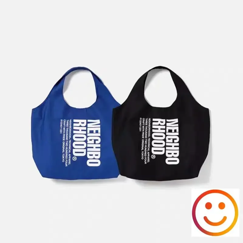 Blue Black NEIGHBORHOOD NBHD Backpacks Tote Bag Men Women High Quality Casual Shoulder Bags Twill Fabric Letters Print Handbag