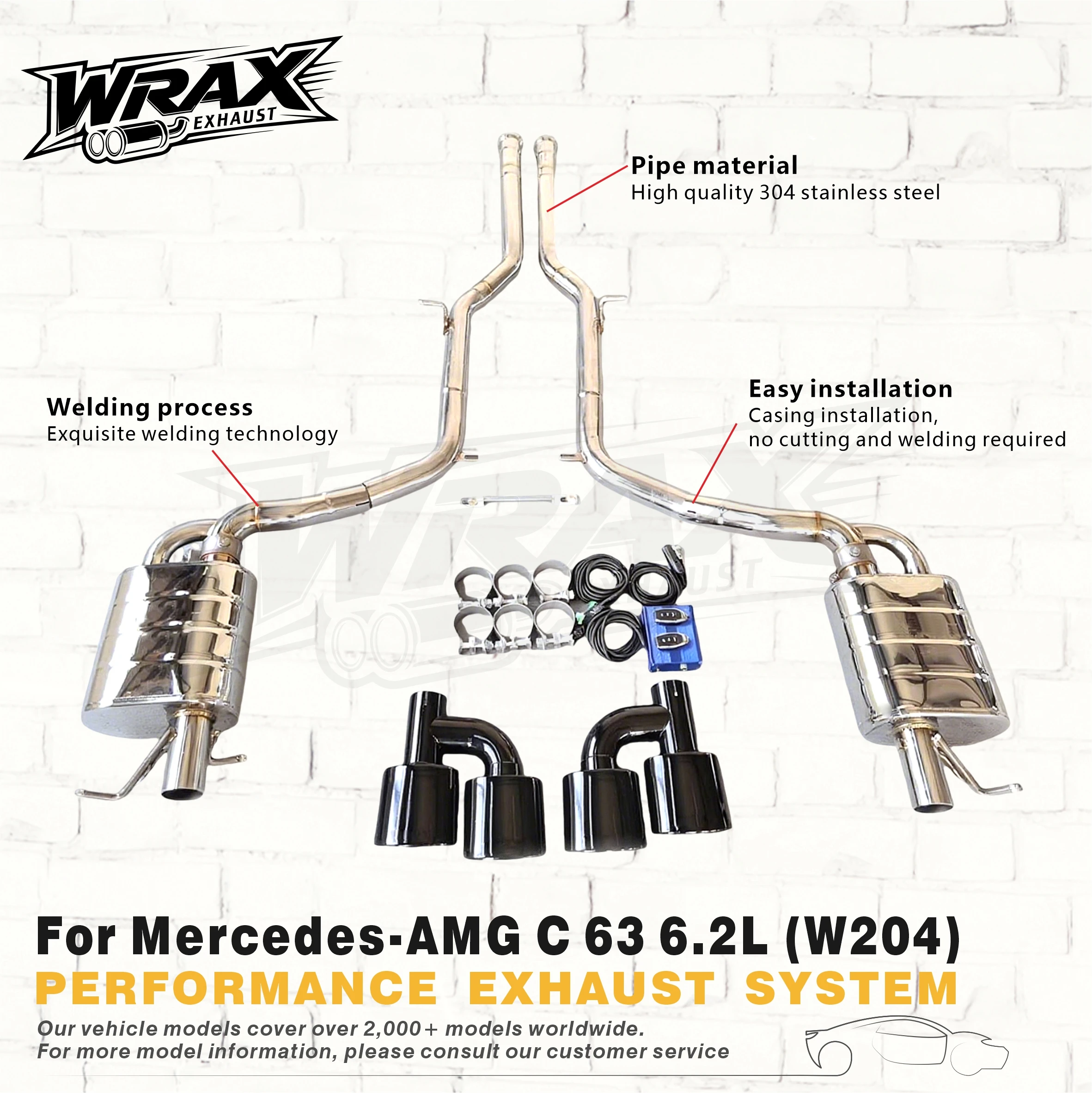 

Выхлопная система для Mercedes-AMG C 63 W204 6.2L 2008-2015, нержавеющая сталь SS304, Catback, с регулировкой клапанов, для повышения производительности, спортивный звук