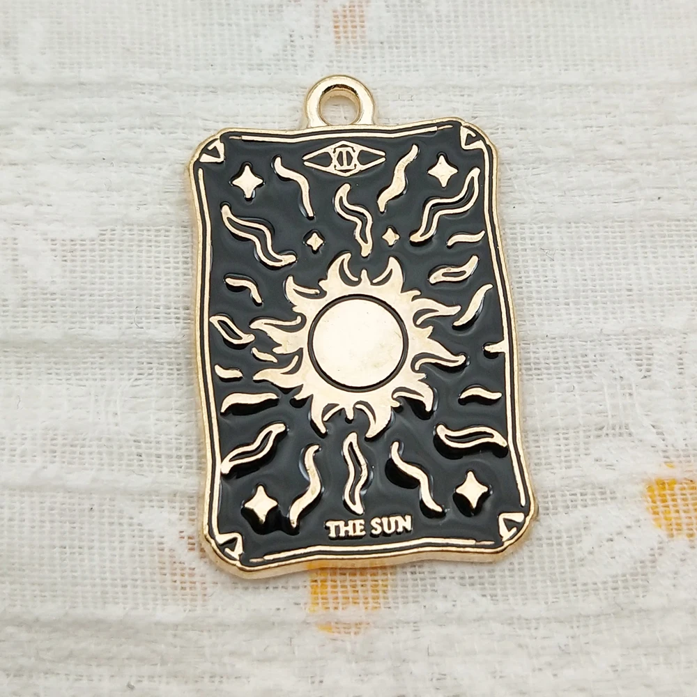 10pcs Tarot Charms for Jewelry Making Enamel Earring Phone Pendant Diy Accessories Alloy Metal Gold Plated