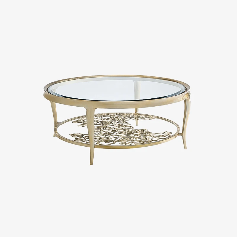 

Modern gold glass top nested coffee table panel wooden style bedroom or hotel living room furniture home