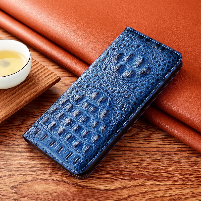 Crocodile Genuine Leather Case for XiaoMi Redmi Note 3 4X 5 6 7 8 8T 8 9 9s 9T Pro Max Cowhide Magnetic Cover