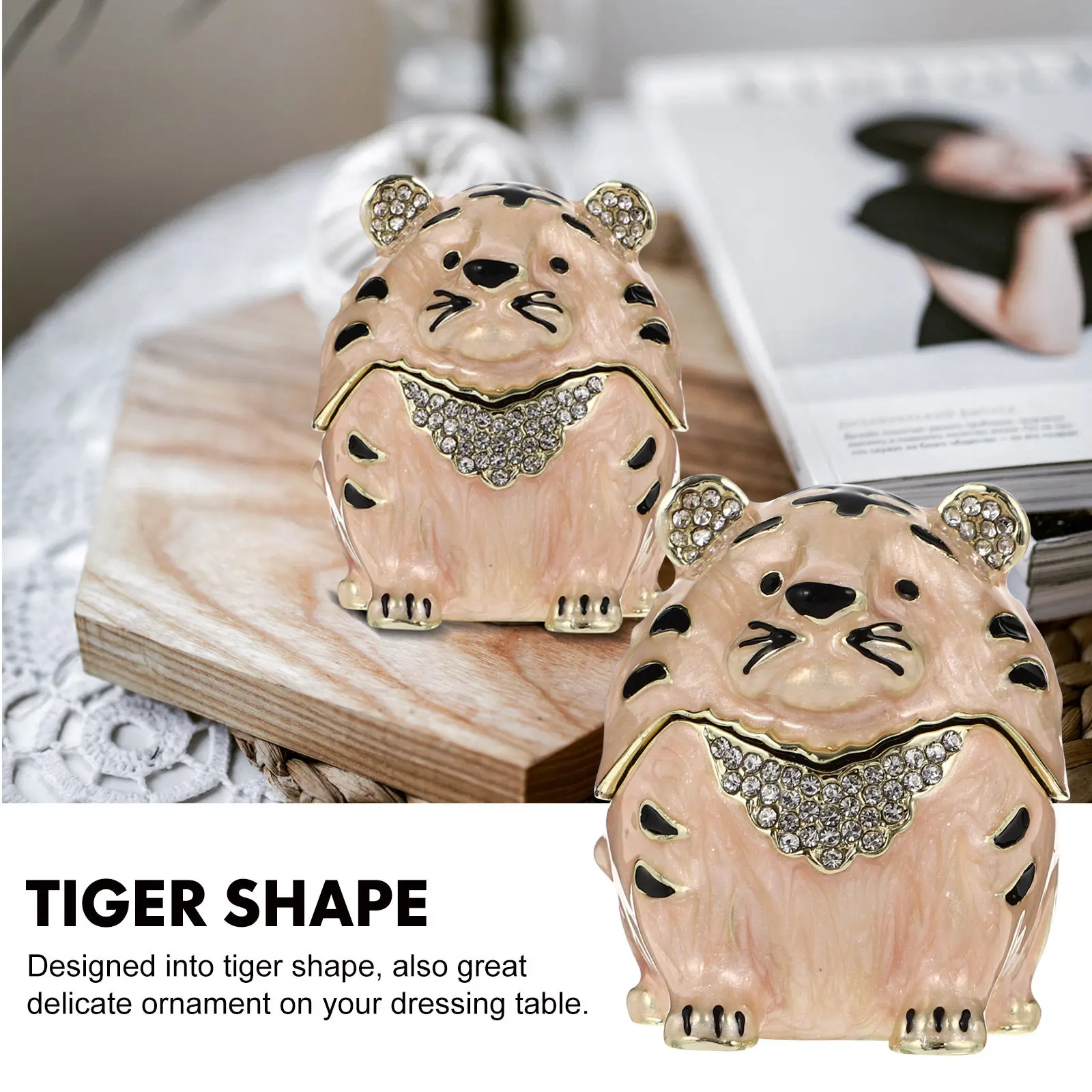 

Tiger Shape Jewelry Box Zine Alloy Enamel Painted Chinese Style Decorative Jewelry Organizer Necklace Ring Earring Storage Prop