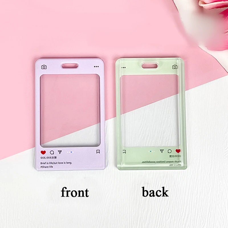 1PC Idol Photo Protective Card Holder With Keychain Korean Style Transparent ID Card Sleeve Bus Card Cover Students Supplies