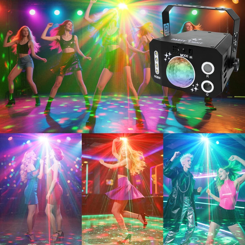 YSH Indoor RGBW Beam Light Sound Activated Remote Control LED Stage Lights for Xmas Bar Parties Holiday Club Christmas DJ light