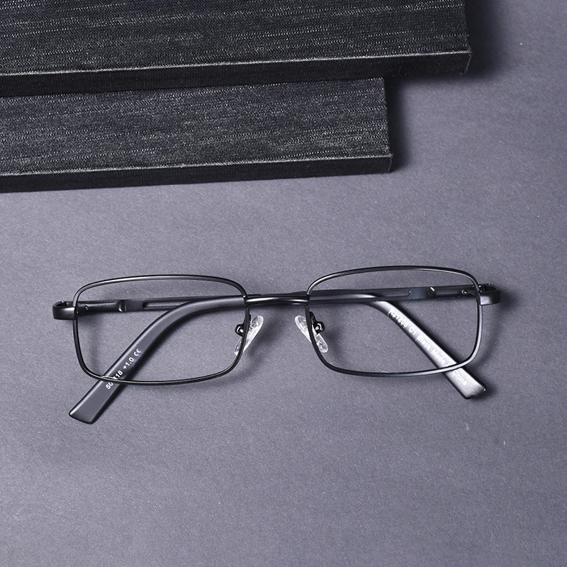 Schwarzer Rahmen, Metall, Anti-Blaulicht-Lesebrille, Herren, Vollrahmen, verschreibungspflichtige Brillen, Herren-Lesebrille +125+175