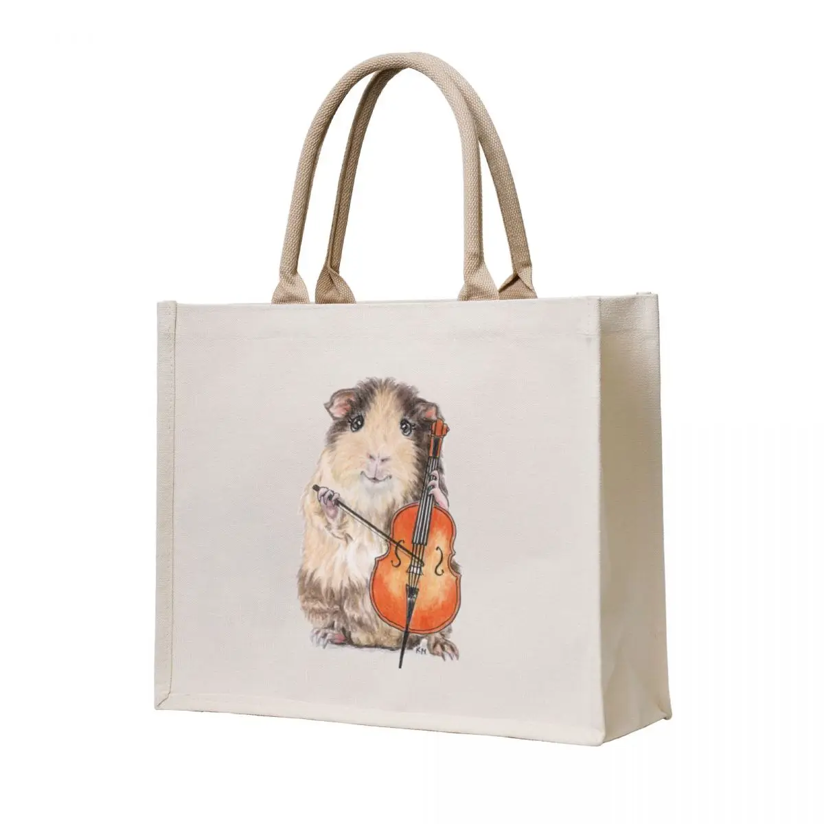 Bolsa de mano para jugador de violonchelo, celular de conejillo de indias, bolsa de compras reutilizable, bolsa bonita, bolso bonito