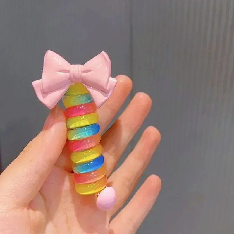 Children Dopamine Girls Jelly Color Ponytail Elastic Hair Bands Rubber Tie Bundle Scrunchies Telephone Wire Kids Accessories