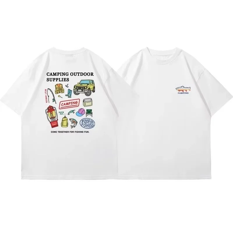 2026 New Men Women Outdoor Casual Short Sleeve T-shirt, Unisex Crew Neck Camping Fishing Gear Graphic Tee,