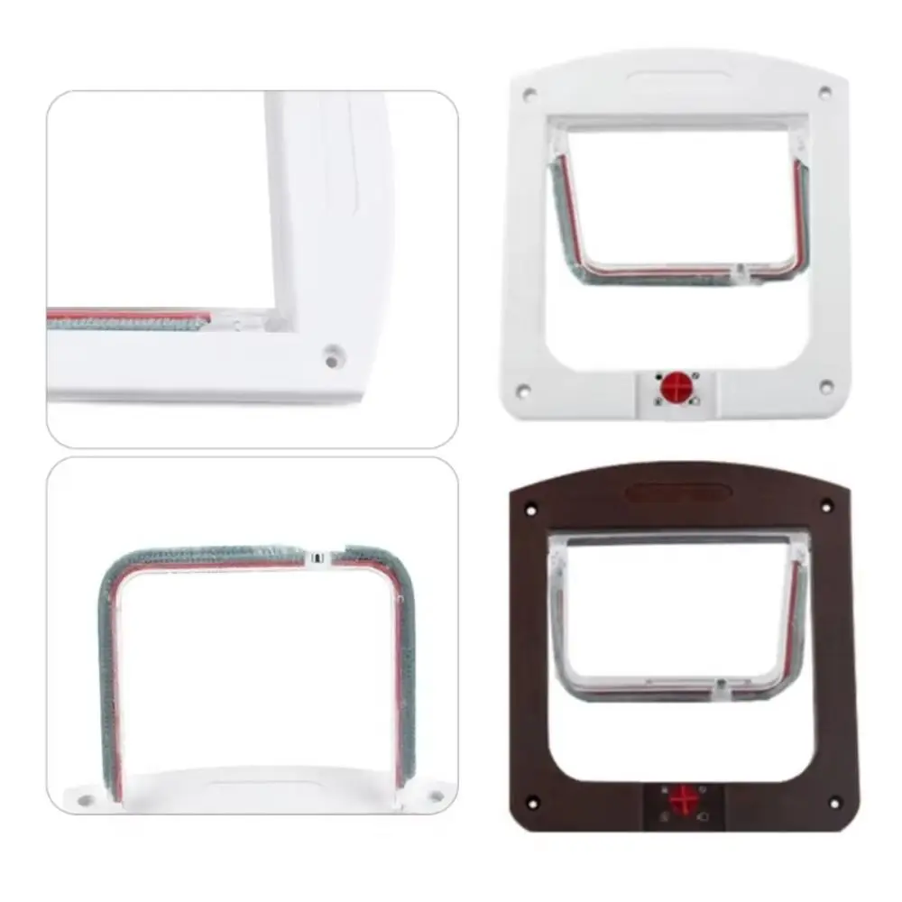 Controllable Switch 4 Way Locking Pet Door Magnetic Lock Weatherproof Cat Flap Doors Enter Freely Lockable Pet Entry Gate Door