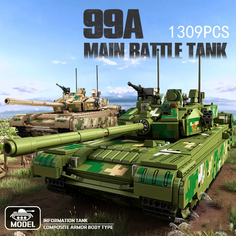 China Modern Military Brick Type 99A Main Battle Tank Batisbrick Building Block Vehicle WW2 Army Force Figures Toys For Boy Gift