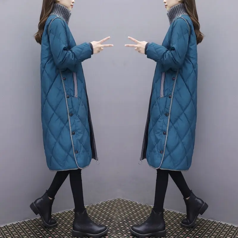 Women Winter Coats Parkas Slim Cotton Padded Basic Jackets 2024 New Warm Female Casual Long Outwear Korean Loose Solid Overcoat