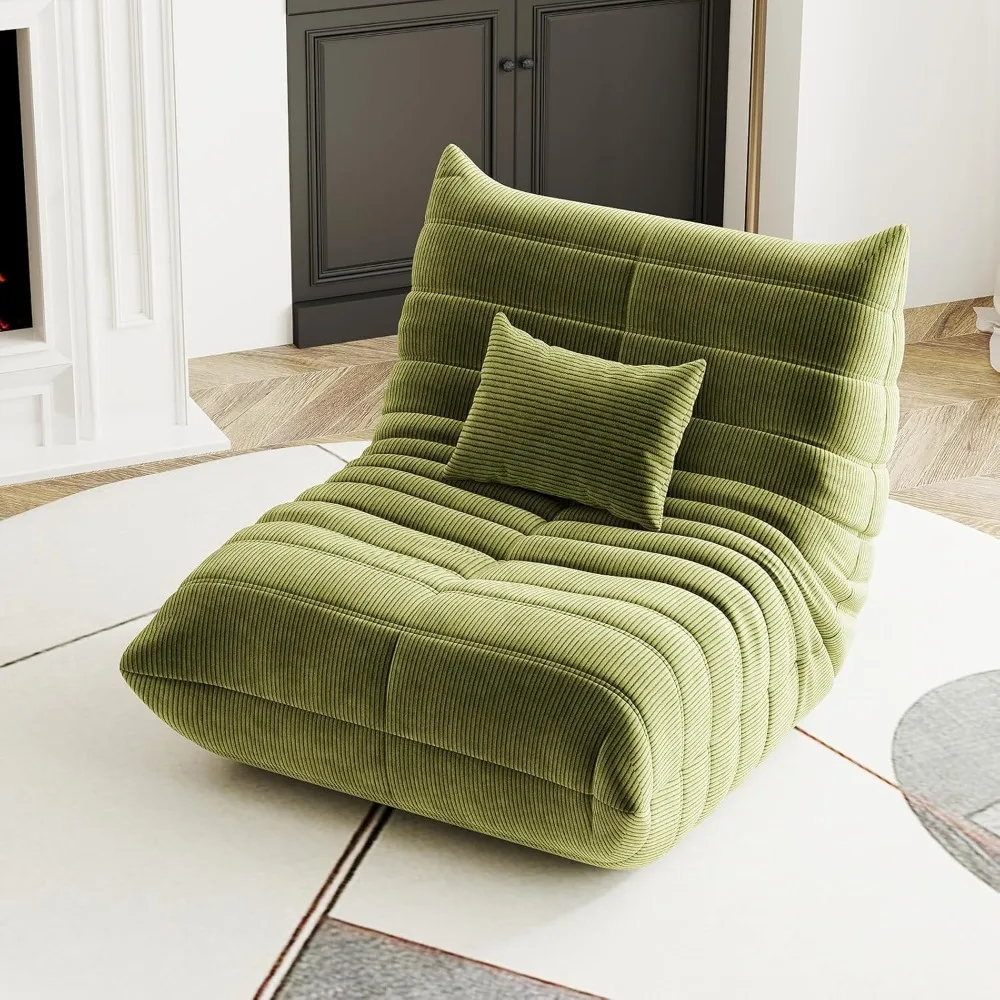 كرسي بين باج مريح للبالغين - أريكة مريحة معاصرة، أريكة أرضية كبيرة الحجم مع رغوة الذاكرة وقماش سروال قصير من القطيفة