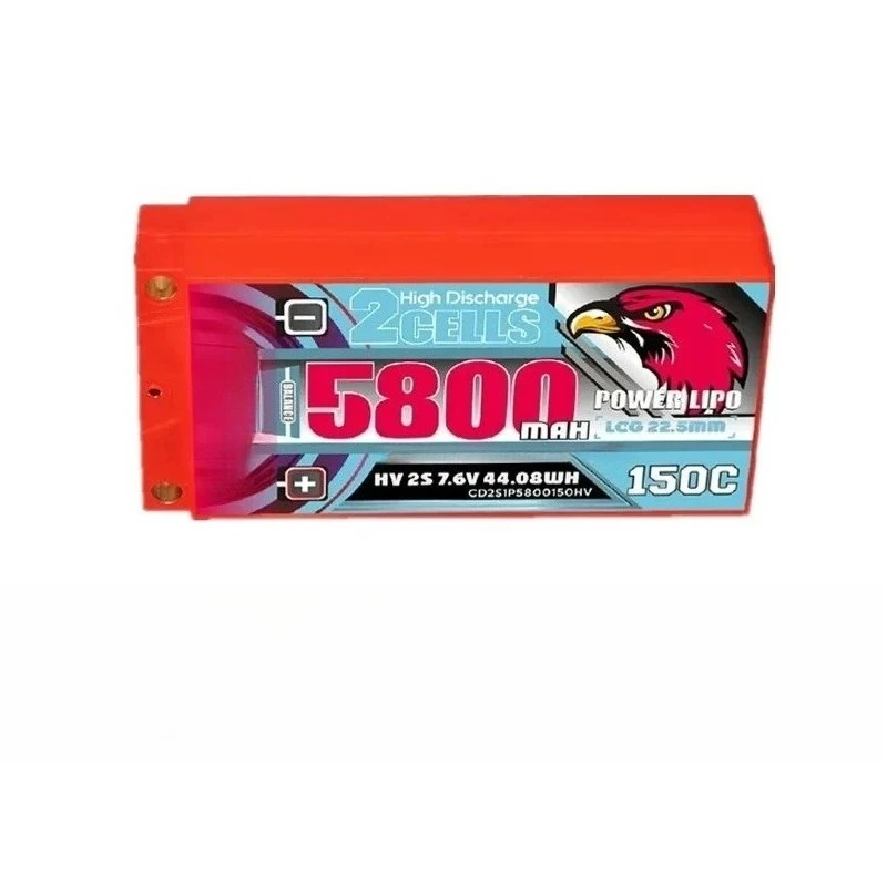 For 2S 7.6V HV 5800mAh 150C Bullet RC Race Car Boat Battery