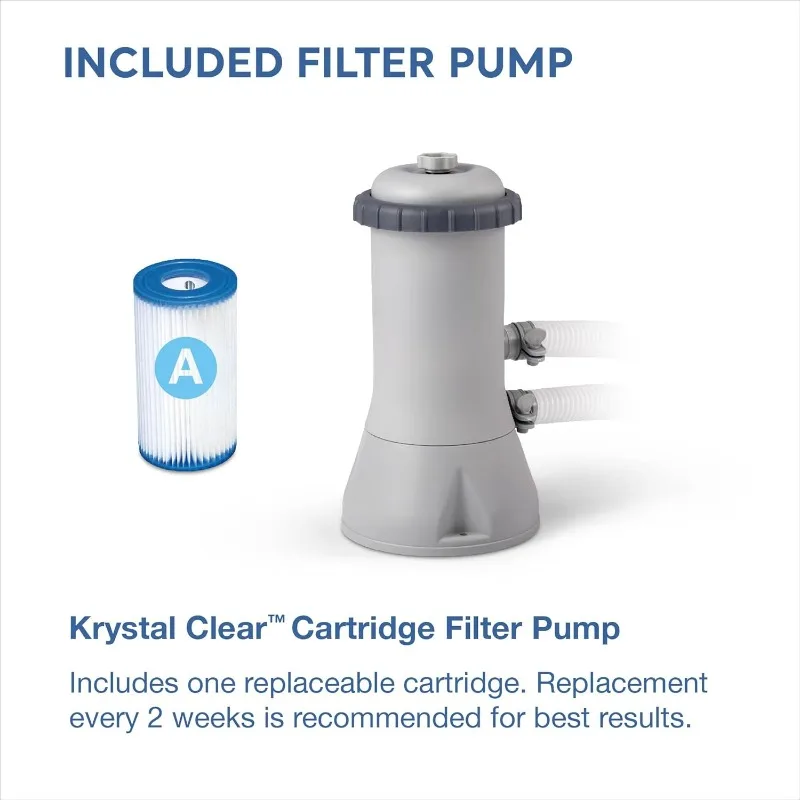 26165EH Kolam Renang Tiup Bulat Portabel Mudah Dipasang di Luar Ruangan Ukuran 15 Kaki x 42 Inci dengan Tangga, Filter