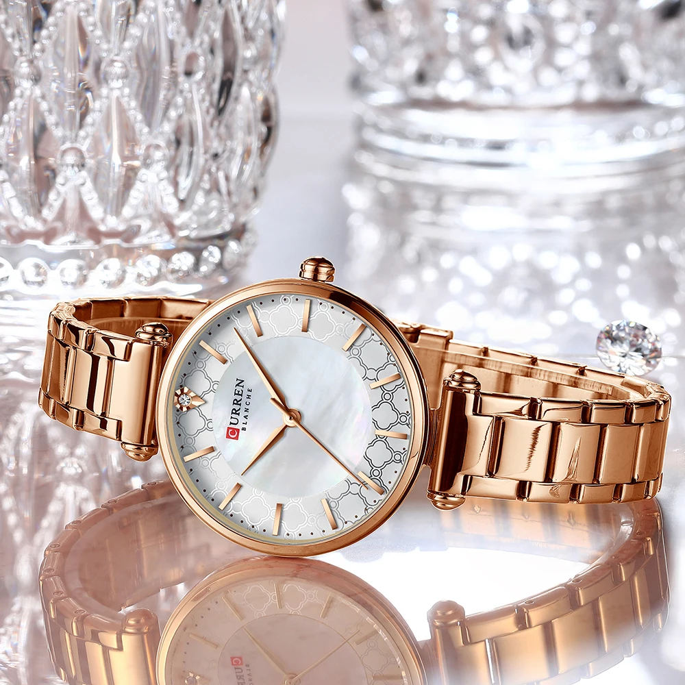 CURREN 9072 Fashion Stainless Steel Women Luxury Watch Analog Quartz Wristwatch Ladies Elegant Dress Watches Relogio Feminino