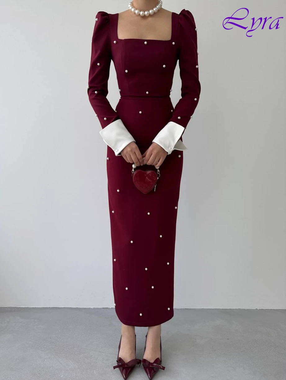 

Customized Straight Square Collar Elegant Formal Evening Dress Fashion Temperament Party Gowns High Quality Delicate Prom Dress
