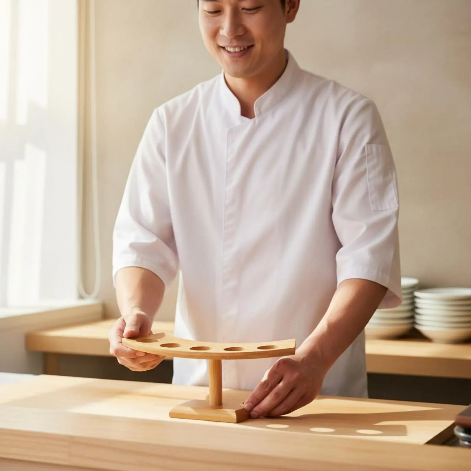 Sushi Hand Roll Stand Japanese Design Sushi Hand Roll Holder Taco Display Stand Reusable Tableware Multi-Slot for Restaurant