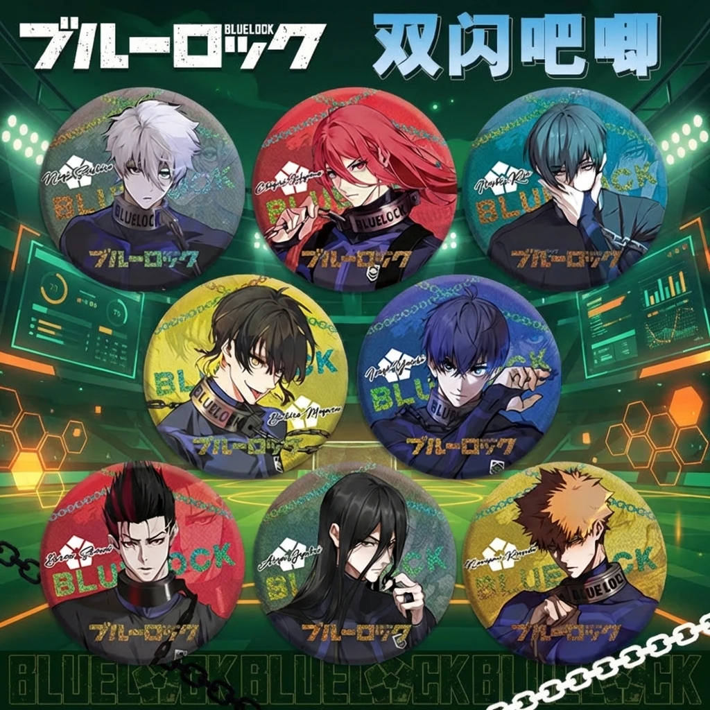 

Blue Lock 201 Double Flash Badge Pet Bar Full Character New Design 75mm 58mm Anime Merchandise Blue Lock Anime Accessories
